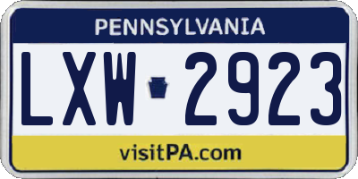 PA license plate LXW2923