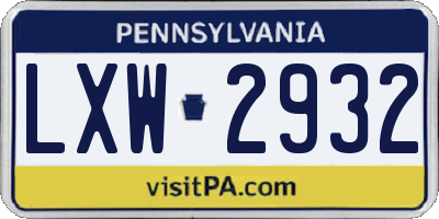 PA license plate LXW2932