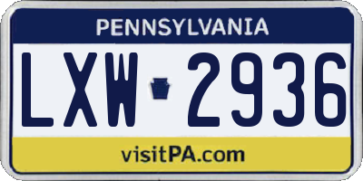 PA license plate LXW2936