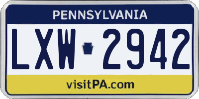 PA license plate LXW2942