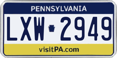 PA license plate LXW2949