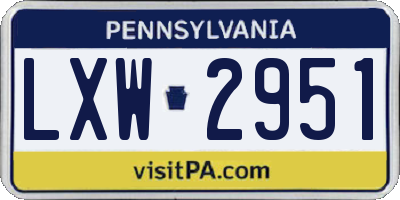 PA license plate LXW2951