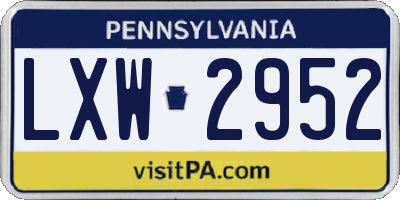 PA license plate LXW2952