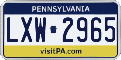 PA license plate LXW2965