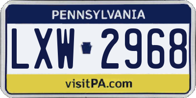 PA license plate LXW2968