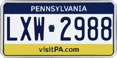 PA license plate LXW2988