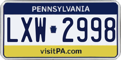 PA license plate LXW2998
