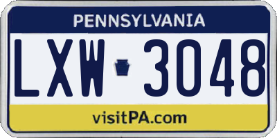 PA license plate LXW3048