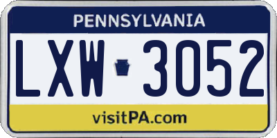 PA license plate LXW3052