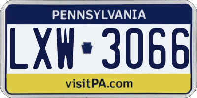 PA license plate LXW3066