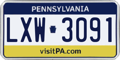 PA license plate LXW3091