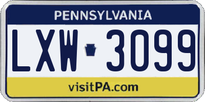 PA license plate LXW3099