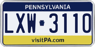 PA license plate LXW3110