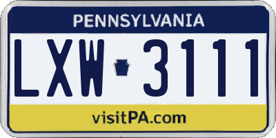 PA license plate LXW3111