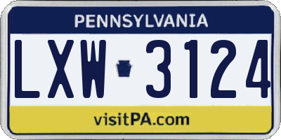 PA license plate LXW3124