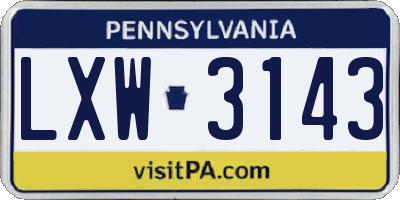 PA license plate LXW3143