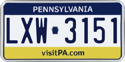 PA license plate LXW3151