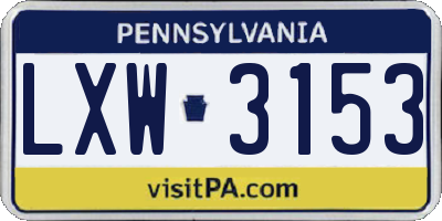 PA license plate LXW3153