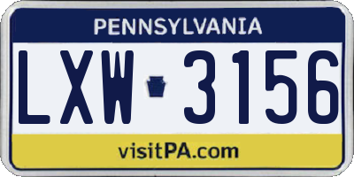PA license plate LXW3156