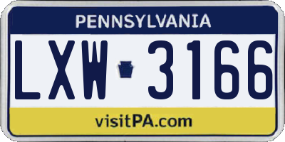 PA license plate LXW3166