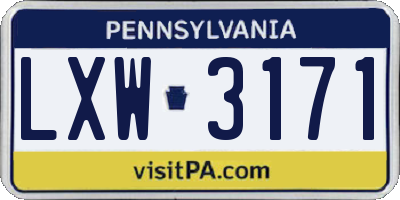 PA license plate LXW3171