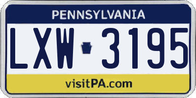 PA license plate LXW3195