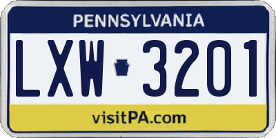 PA license plate LXW3201