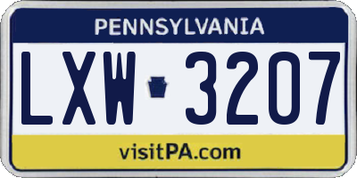 PA license plate LXW3207