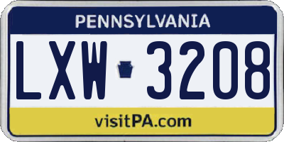 PA license plate LXW3208