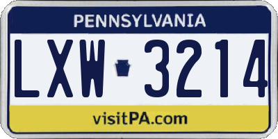 PA license plate LXW3214
