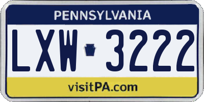 PA license plate LXW3222