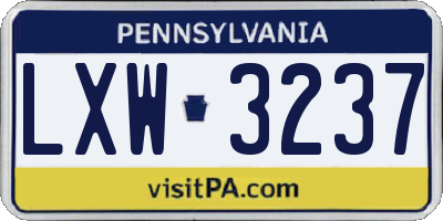 PA license plate LXW3237