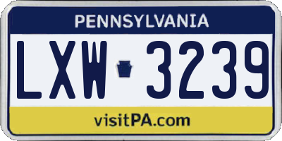 PA license plate LXW3239