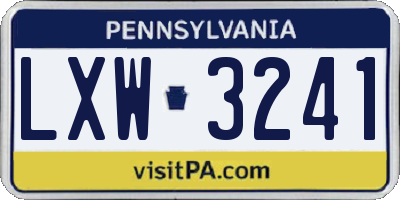 PA license plate LXW3241