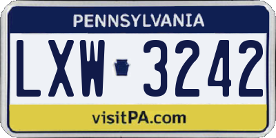 PA license plate LXW3242