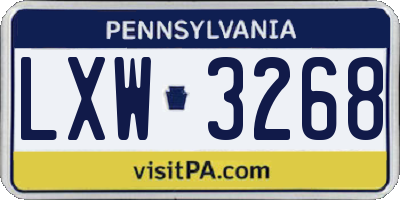PA license plate LXW3268