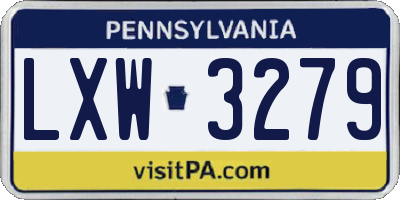 PA license plate LXW3279