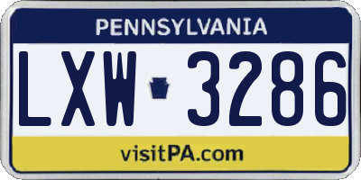 PA license plate LXW3286