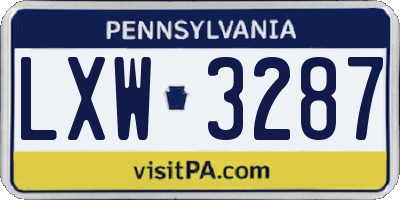 PA license plate LXW3287