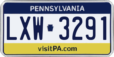 PA license plate LXW3291