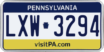 PA license plate LXW3294