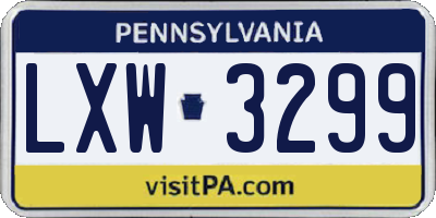 PA license plate LXW3299
