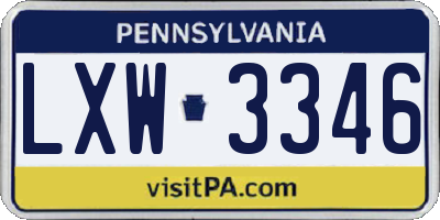 PA license plate LXW3346