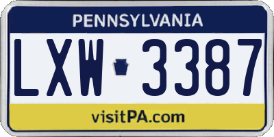 PA license plate LXW3387