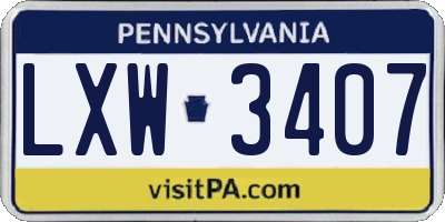PA license plate LXW3407