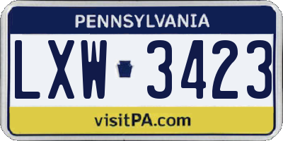 PA license plate LXW3423