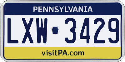 PA license plate LXW3429