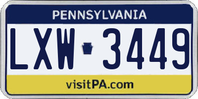PA license plate LXW3449