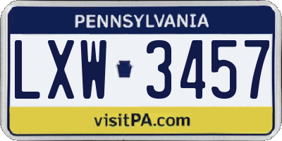 PA license plate LXW3457