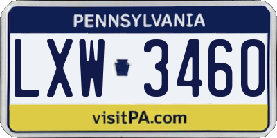 PA license plate LXW3460